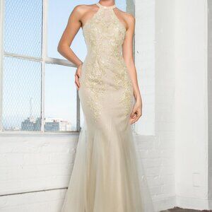 Halter Neck Sequined Mermaid Dress GSGL2243